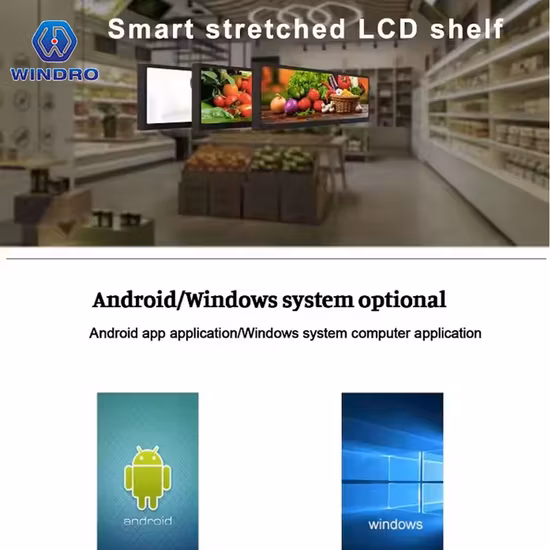 Montado en la pared de alta calidad de 21,5 pulgadas de pantalla de publicidad digital estirada ultra ancha Barra de monitor de señalización digital estirada Barra estirada Pantalla LCD de borde de estante